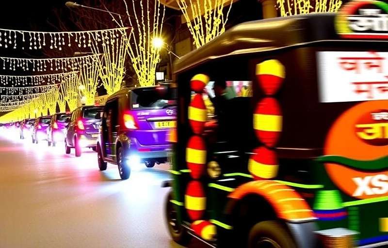 Rickshaw Frenzy India Diwali Celebration Rickshaw Frenzy India Diwali event showing decorated streets with lights and special Diwali rickshaw